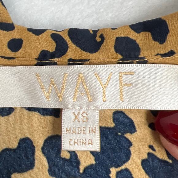 WAYF Esther Collared Blouse Cheetah Print Ruffle Size XS Fall Winter Essentials - Picture 6 of 8